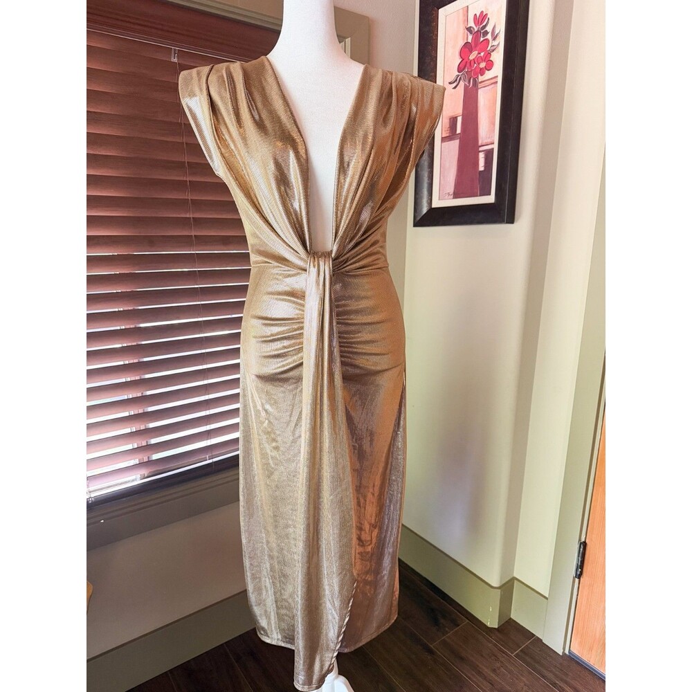 Elegant Gold Formal Dress Milio Milano Medium